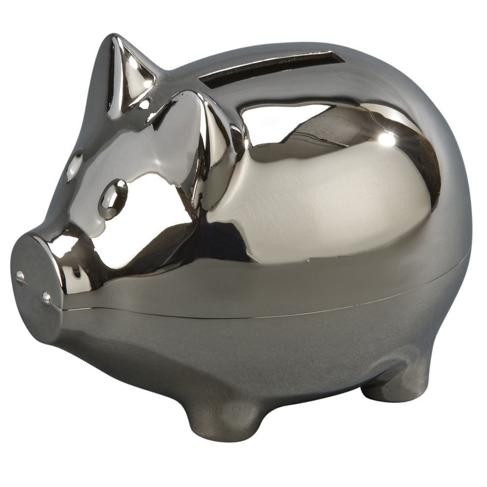 Silver Piggy Bank w/ Polished Finish